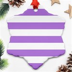 Horizontal Stripes - White and Lavender Violet Ornament (Snowflake)