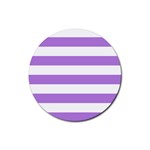 Horizontal Stripes - White and Lavender Violet Rubber Round Coaster (4 pack)