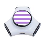 Horizontal Stripes - White and Lavender Violet Portable USB Hub (One Side)