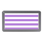 Horizontal Stripes - White and Lavender Violet Memory Card Reader (Mini)