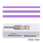 Horizontal Stripes - White and Lavender Violet Memory Card Reader (Stick)