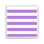 Horizontal Stripes - White and Lavender Violet Memory Card Reader with Storage (Square)