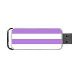 Horizontal Stripes - White and Lavender Violet Portable USB Flash (Two Sides)