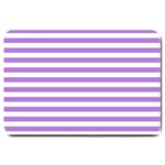 Horizontal Stripes - White and Lavender Violet Large Doormat