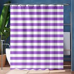 Horizontal Stripes - White and Lavender Violet Shower Curtain 60  x 72  (Medium)