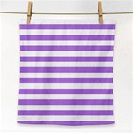 Horizontal Stripes - White and Lavender Violet Face Towel
