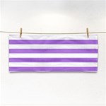 Horizontal Stripes - White and Lavender Violet Hand Towel