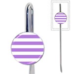 Horizontal Stripes - White and Lavender Violet Book Mark