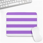 Horizontal Stripes - White and Lavender Violet Small Mousepad