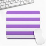 Horizontal Stripes - White and Lavender Violet Large Mousepad