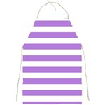 Horizontal Stripes - White and Lavender Violet Full Print Apron
