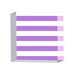 Horizontal Stripes - White and Lavender Violet 4 x 4  Acrylic Photo Block
