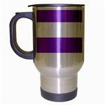Horizontal Stripes - White and Lavender Violet Travel Mug (Silver Gray)
