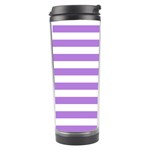 Horizontal Stripes - White and Lavender Violet Travel Tumbler