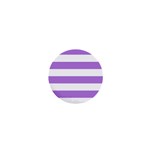 Horizontal Stripes - White and Lavender Violet 1  Mini Button