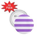 Horizontal Stripes - White and Lavender Violet 1.75  Button (10 pack)