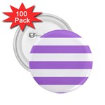 Horizontal Stripes - White and Lavender Violet 2.25  Button (100 pack)