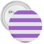 Horizontal Stripes - White and Lavender Violet 3  Button