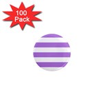 Horizontal Stripes - White and Lavender Violet 1  Mini Magnet (100 pack)