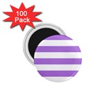 Horizontal Stripes - White and Lavender Violet 1.75  Magnet (100 pack)