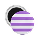 Horizontal Stripes - White and Lavender Violet 2.25  Magnet