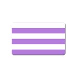Horizontal Stripes - White and Lavender Violet Magnet (Name Card)