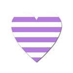Horizontal Stripes - White and Lavender Violet Magnet (Heart)
