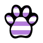 Horizontal Stripes - White and Lavender Violet Magnet (Paw Print)