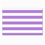 Horizontal Stripes - White and Lavender Violet Postcard 4  x 6 