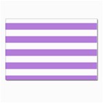 Horizontal Stripes - White and Lavender Violet Postcards 5  x 7  (Pkg of 10)