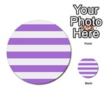 Horizontal Stripes - White and Lavender Violet Multi-purpose Cards (Round)