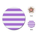 Horizontal Stripes - White and Lavender Violet Playing Cards (Round)