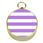 Horizontal Stripes - White and Lavender Violet Gold Compass