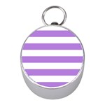 Horizontal Stripes - White and Lavender Violet Silver Compass (Mini)