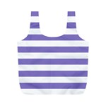 Horizontal Stripes - White and Ube Violet Full Print Recycle Bag (M)