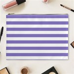 Horizontal Stripes - White and Ube Violet Cosmetic Bag (XL)