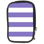 Horizontal Stripes - White and Ube Violet Compact Camera Leather Case