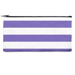Horizontal Stripes - White and Ube Violet Pencil Case