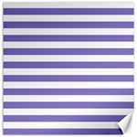 Horizontal Stripes - White and Ube Violet Canvas 12  x 12 