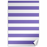 Horizontal Stripes - White and Ube Violet Canvas 12  x 18 