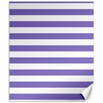 Horizontal Stripes - White and Ube Violet Canvas 20  x 24 