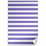 Horizontal Stripes - White and Ube Violet Canvas 24  x 36 