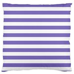 Horizontal Stripes - White and Ube Violet Large Cushion Case (One Side)