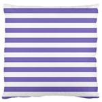Horizontal Stripes - White and Ube Violet Large Flano Cushion Case (One Side)