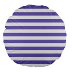 Horizontal Stripes - White and Ube Violet Large 18  Premium Round Cushion