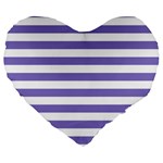 Horizontal Stripes - White and Ube Violet Large 19  Premium Heart Shape Cushion