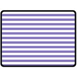 Horizontal Stripes - White and Ube Violet Fleece Blanket (Large) (One Side)