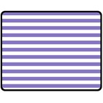 Horizontal Stripes - White and Ube Violet Fleece Blanket (Medium) (One Side)