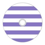 Horizontal Stripes - White and Ube Violet CD Wall Clock