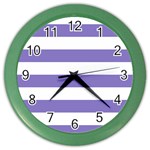 Horizontal Stripes - White and Ube Violet Color Wall Clock